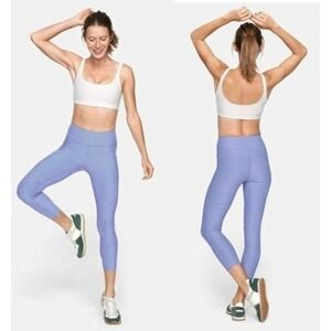 Outdoor Voices Leggings Womens Medium Blue Warmup Textured Activewear Yoga Pants